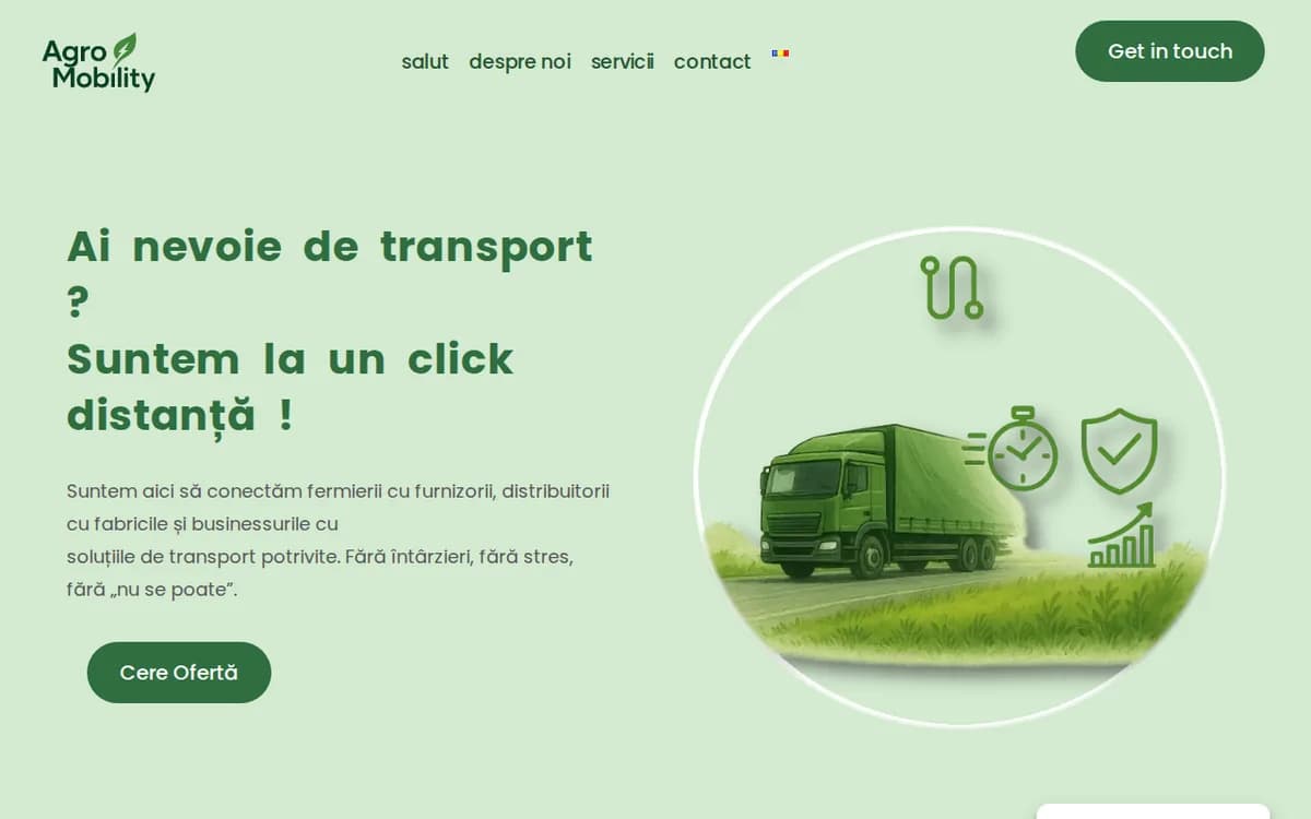 Agro Mobility — Site de prezentare pentru un business de transport și logistică